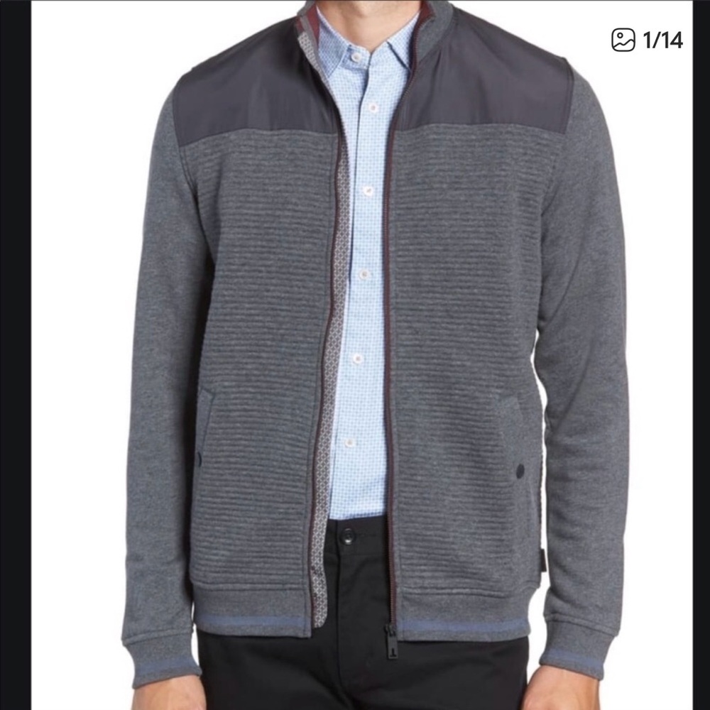 Ted Baker Sardin Quilted zipper jacket grey red